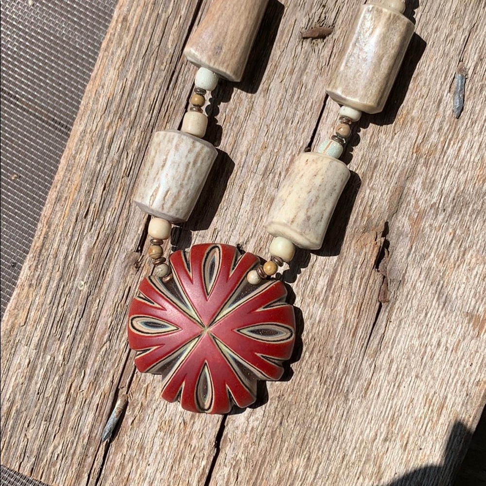 OOAK Artisan statement necklace by designer Susan Ray.